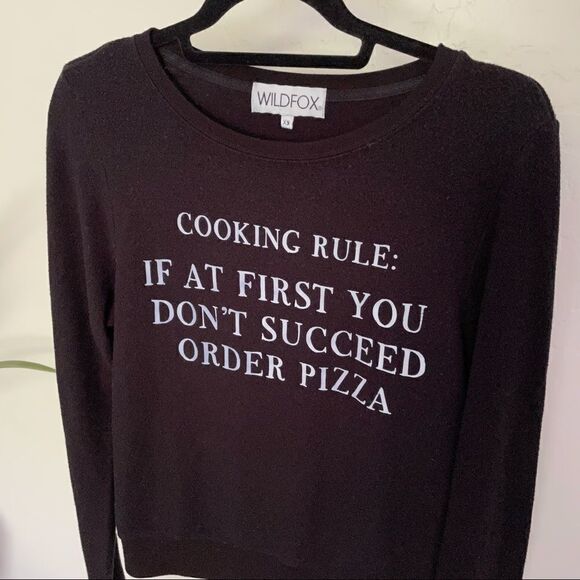 WILDFOX Cooking Rule Order Pizza Black Sweatshirt - Picture 4 of 9